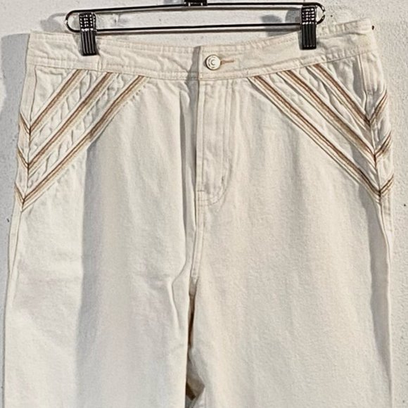 Free People, Over The Rainbow Cream, Wide Leg, High Rise, Jeans, 100% Cotton, 31 - Picture 4 of 13